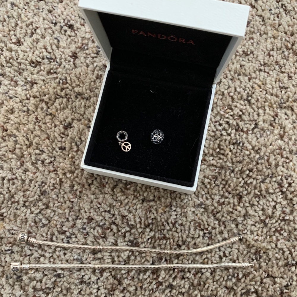 PANDORA BRACELET AND CHARM BUNDLE